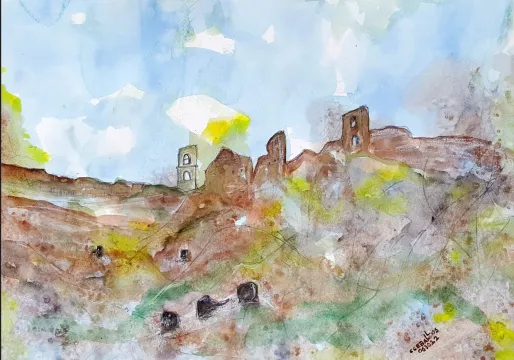 Cesar Ceballos, Cielo blu sopra tombe Etrusche