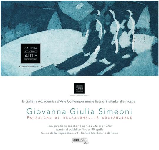 Mostra di Giovanna Giulia Simeoni in Galleria Accademica d'Arte Contemporanea della città d'arte Canale Monterano di Roma