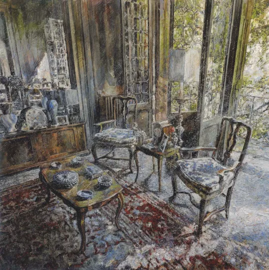 Minotto Raffaele, Le luci dell'attesa, 2018, Olio su tavola, 120 x 120 cm